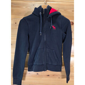 VTG Abercrombie & Fitch Full Zip Hoodie Moose Logo Jacket Women Small